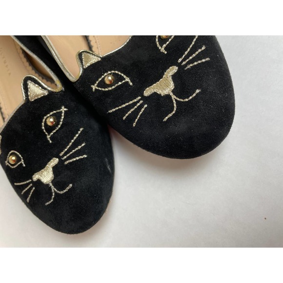 Charlotte Olympia Embroidered Velvet Kitty flats - Picture 10 of 12